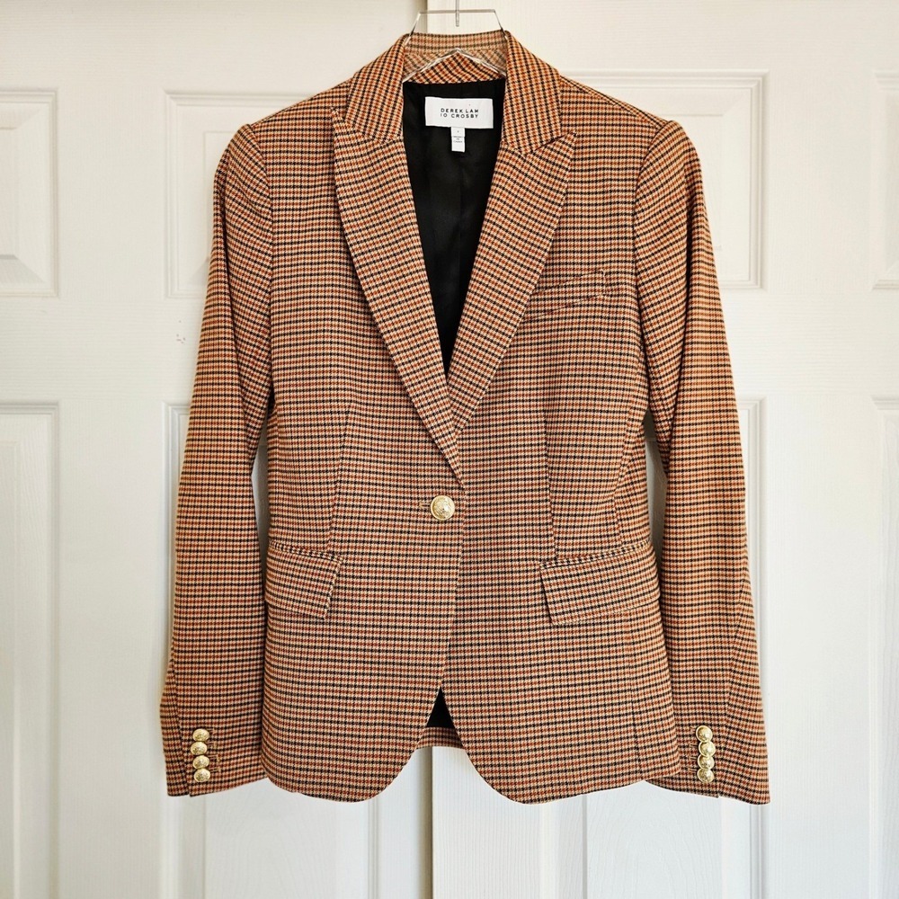 Derek Lam 10 Crosby Allie Houndstooth Plaid Blazer Sz US 2 Business Quiet Luxery - Picture 5 of 14